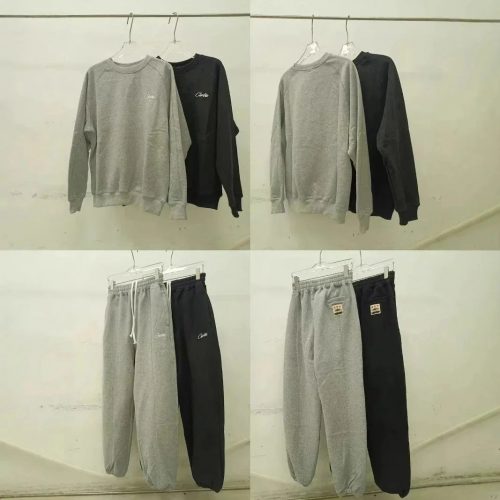 Corteiz Crtz Alcatraz Matching Set Streetwear Tracksuit Set Grey and Black