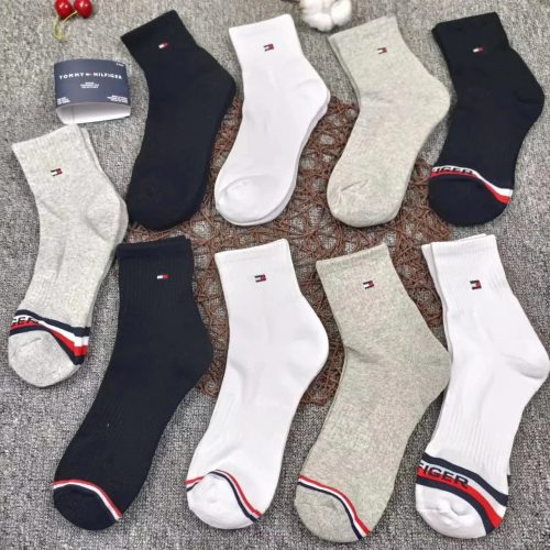 Tommy Hilfiger Logo Crew Socks Cotton Casual Socks Multicolor