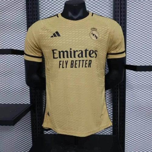 Adidas Real Madrid 2023-24 Away Soccer Jersey Gold