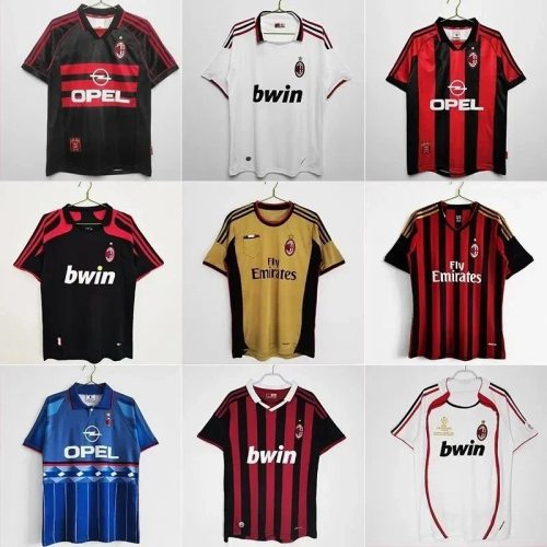 AC Milan Vintage Retro Soccer Jersey Collection Multicolor