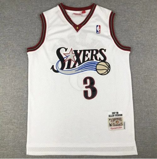 Mitchell & Ness M&N 1997-98 Allen Iverson Philadelphia 76ers Retro Basketball Jersey White