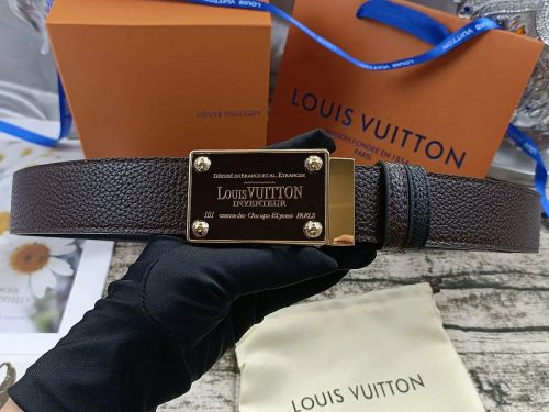 Louis Vuitton LV Inventeur Reversible Leather Belt Brown