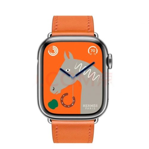 Hermes Apple Watch Series 9 Smartwatch Leather Strap Orange