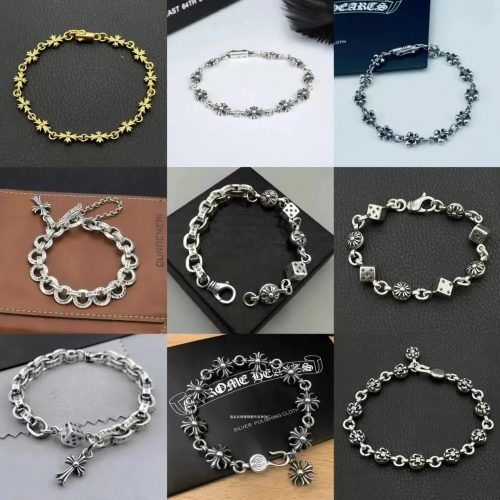 Chrome Hearts CH Cross and Dice Silver Bracelet Collection Vintage Jewelry Silver