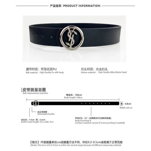 Saint Laurent YSL Circle Buckle Belt Black