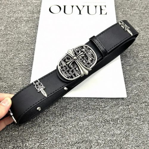 Chrome Hearts Cross Dagger Leather Belt Black