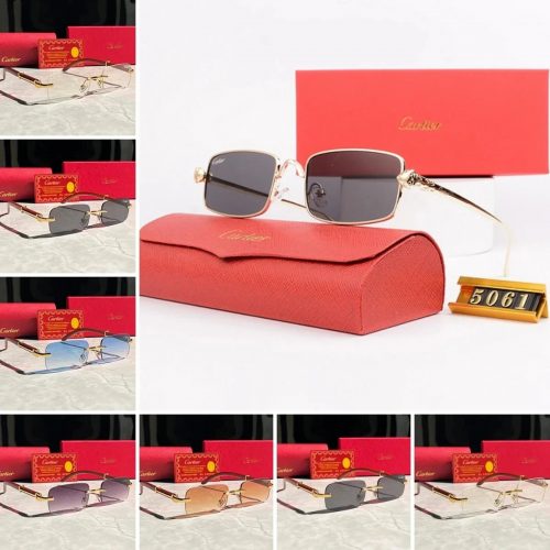 Cartier Santos de Cartier Rimless Sunglasses Gold