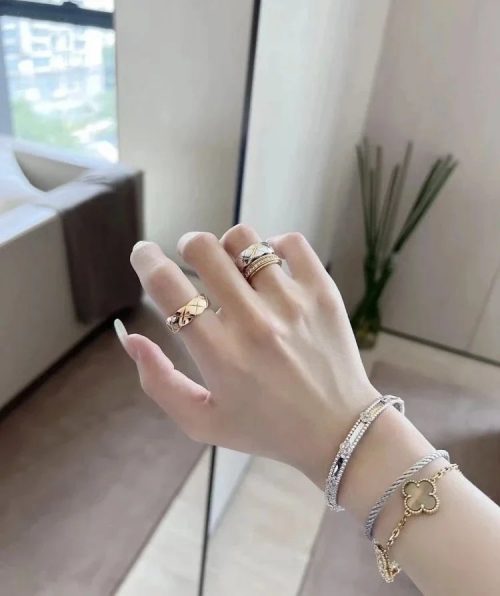 Chanel Coco Crush Quilted Gold Rings and Bracelets Gold and Silver