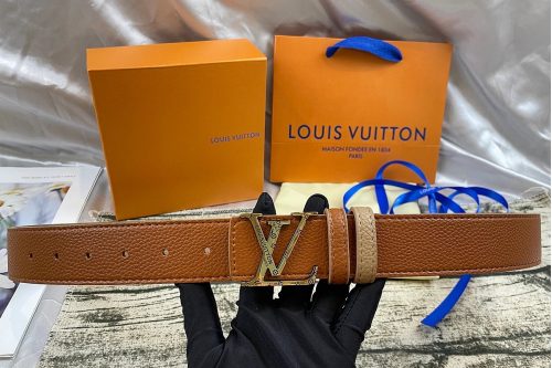 Louis Vuitton LV LV Initiales Leather Belt Brown