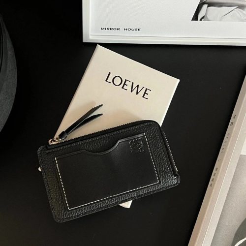 Loewe Coin Cardholder Leather Wallet Black