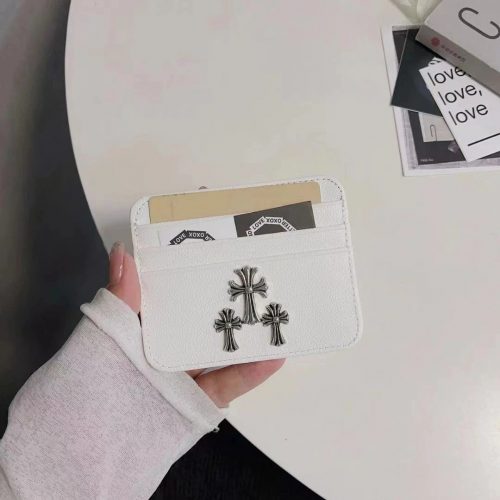 Chrome Hearts Triple Cross Leather Card Holder White