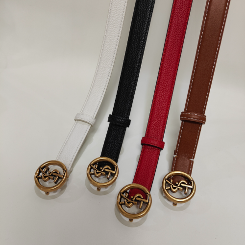 Yves Saint Laurent YSL Monogram Leather Belt Multicolor