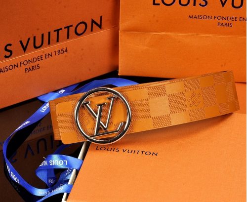 Louis Vuitton LV Damier Ebene Iconic Leather Belt Brown