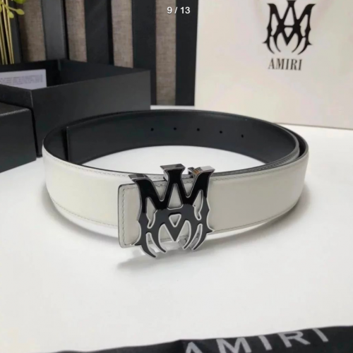 Amiri MA Plaque Leather Belt White