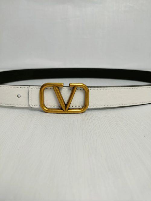 Valentino VLogo Signature Leather Belt White
