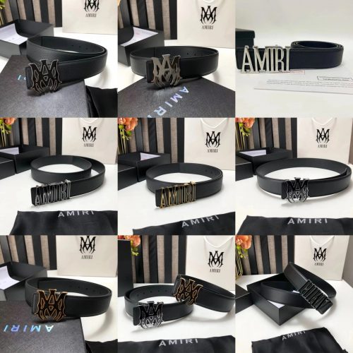 Amiri MA Logo Buckle Leather Belt Black