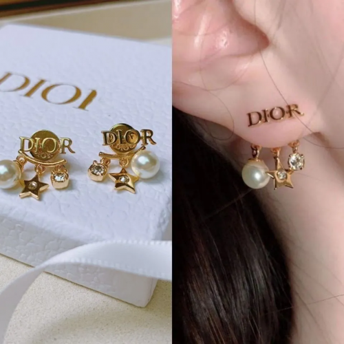Dior Tribales Star and Pearl Elegant Earrings Gold
