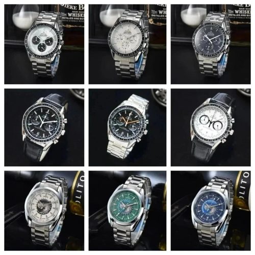 Omega Speedmaster and Seamaster Worldtimer Luxury Watch Collection Silver and Multicolor