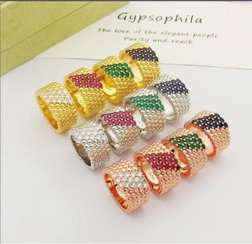 Design Beaded Gemstone Band Ring Multicolor Jewelry