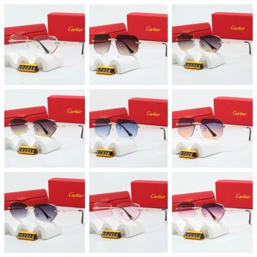 Cartier Rimless Sunglasses Gradient Lens Eyewear Multicolor