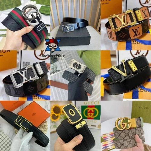 Gucci GG Buckle Canvas Belt Classic Luxury Accessories Brown and Beige