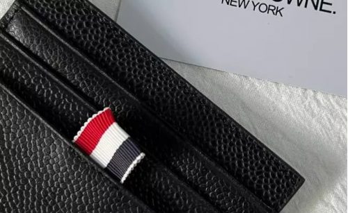 Thom Browne Pebble Grain Leather Card Holder Black