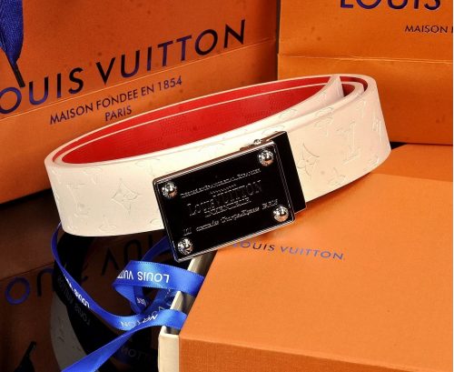 Louis Vuitton LV Inventeur Reversible Belt Leather Accessory White and Red