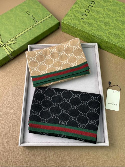 Gucci GG Monogram Web Stripe Knit Scarf Multicolor