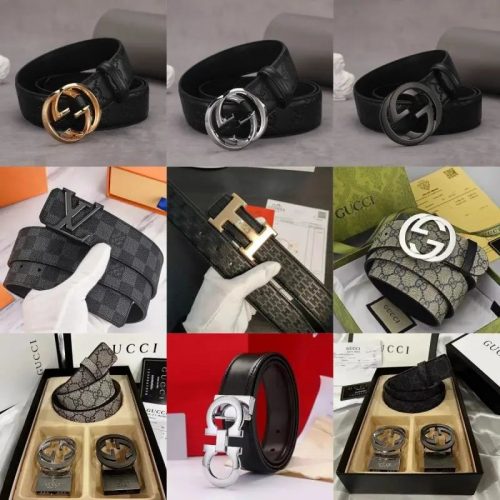 Gucci GG Buckle Leather Belt Classic Designer Black