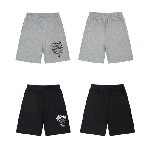 Stussy Logo Print Sweat Shorts Casual Cotton Shorts Gray and Black