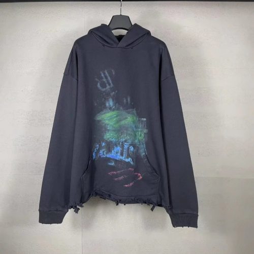 Design Distressed Graphic Oversized Hoodie Black