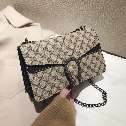 Gucci Dionysus GG Supreme Chain Shoulder Bag Beige and Brown