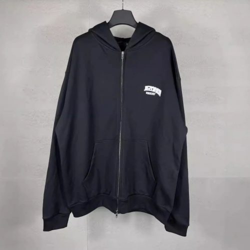 Balenciaga Zip-Up Hoodie Casual Black