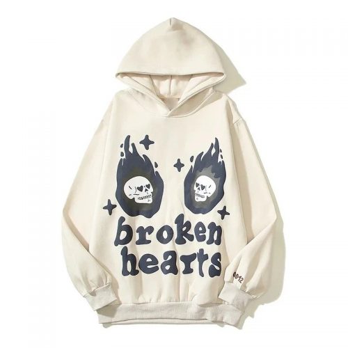 Design Graphic Print Oversized Hoodie Beige