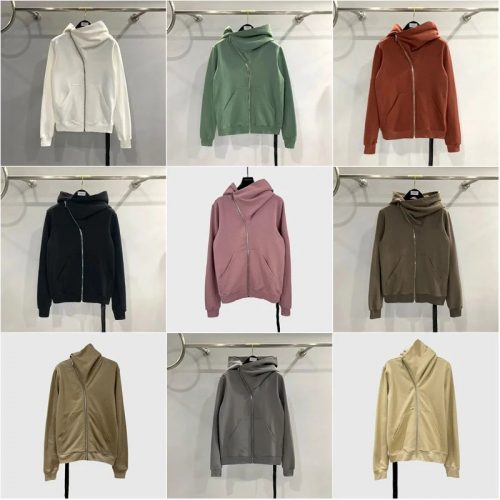 Design Asymmetric Zip-Up Hoodie Casual Sweatshirt Multicolor