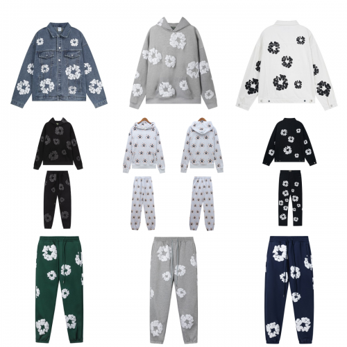 Kaws Companion Flower Print Hoodie and Sweatpants Set Casual Tracksuit Multicolor
