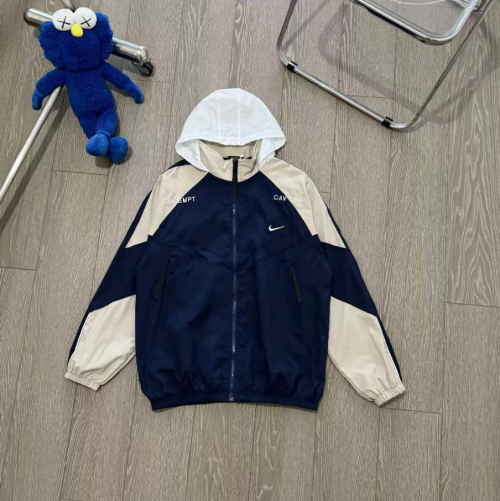 Nike CAV EMPT Windbreaker Jacket Lightweight Hooded Jacket Navy and Beige