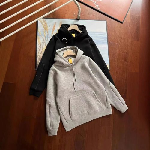 Moncler Hoodie Casual Pullover Sweatshirt Black and Gray