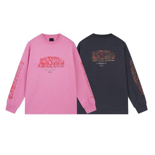 Chrome Hearts Graphic Long Sleeve Shirt Casual Cotton Pink and Black
