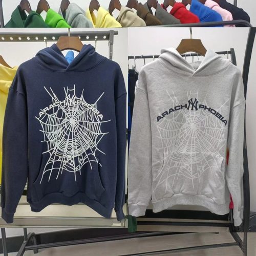 Sp5der Arachno Phobia Casual Hoodie Navy and Gray