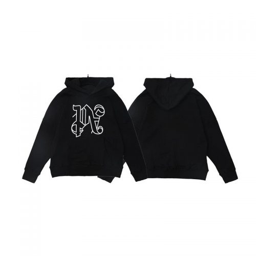Palm Angels Black Gothic Logo Hoodie Casual Sweatshirt Black
