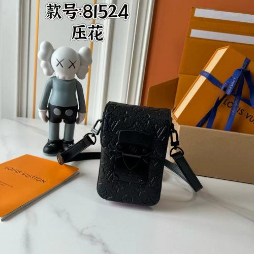 Louis Vuitton LV Alpha Wearable Wallet Embossed Leather Crossbody Bag Black