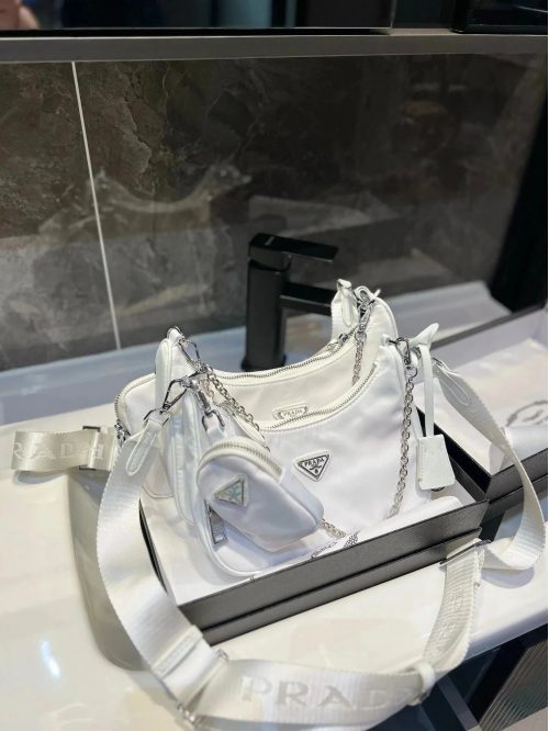 Prada Re-Edition 2005 Nylon Shoulder Bag White