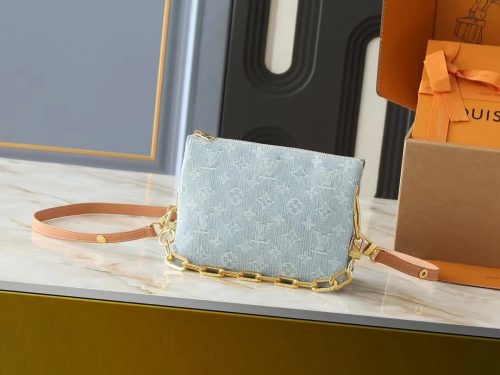 Louis Vuitton LV Pochette Accessoires Denim Shoulder Bag Blue