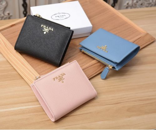 Prada Saffiano Leather Compact Wallet Multicolor