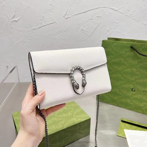 Gucci Dionysus Super Mini Leather Chain Shoulder Bag White