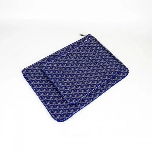 Goyard Senat Pouch Iconic Canvas Clutch Bag Blue