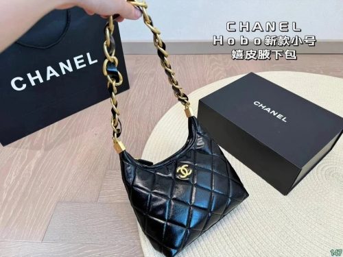 Chanel Hobo Small Quilted Leather Shoulder Bag Black