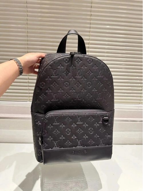 Louis Vuitton LV Discovery Embossed Leather Travel Backpack Black