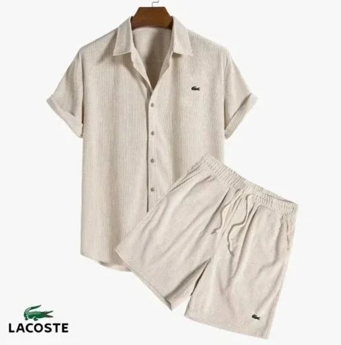 Lacoste翻领短袖短裤 米白 Lacoste翻领短袖短裤 米白